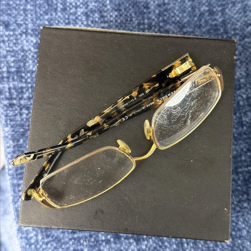 Versace Women 53-17-135 Gold Tortoise Metal Rectangular MOD 1175-B *Frames Only*